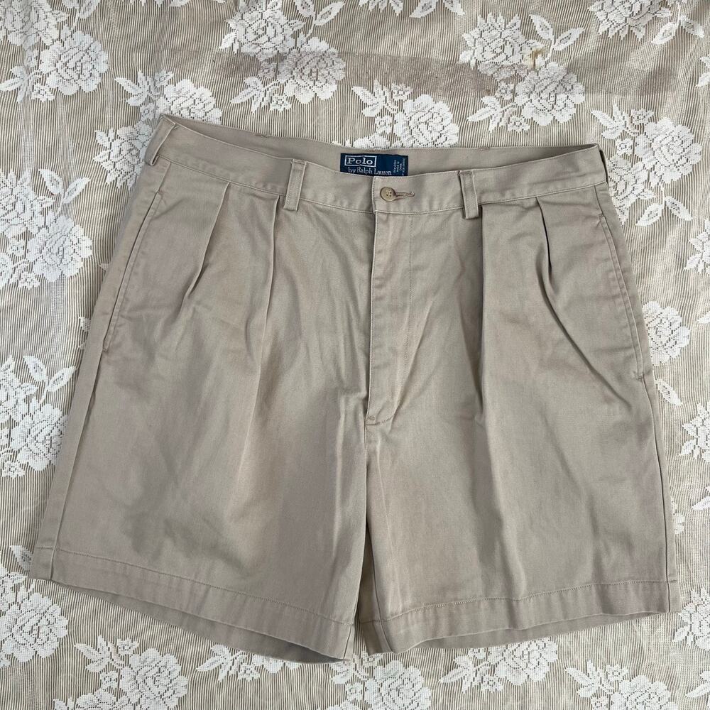 Vintage Polo Ralph Lauren Andrew Pleated Chino Shorts Size 36
